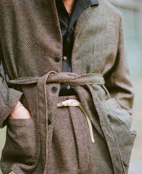 FABRIC OPTION - BLACK AND BROWN WOVEN SACK WOOL