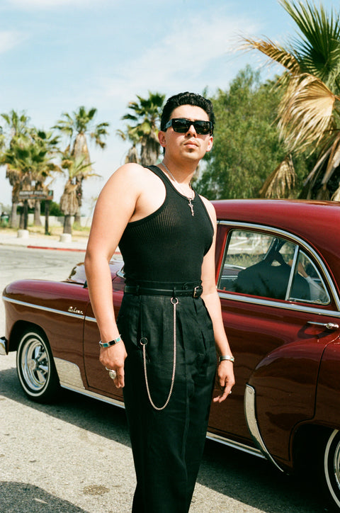 Black perforated vest / undershirt / tank (2pcs)