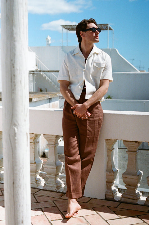 Ivory textured loop pocket shirt