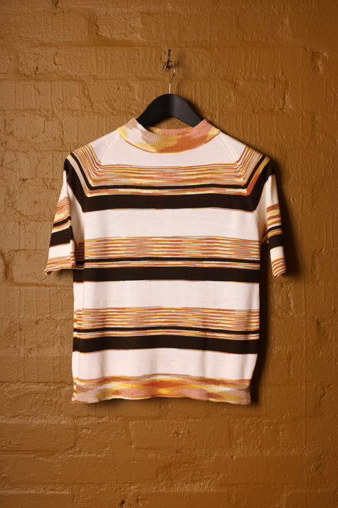 Acid Stripe Mock Neck Polo (XS/S)
