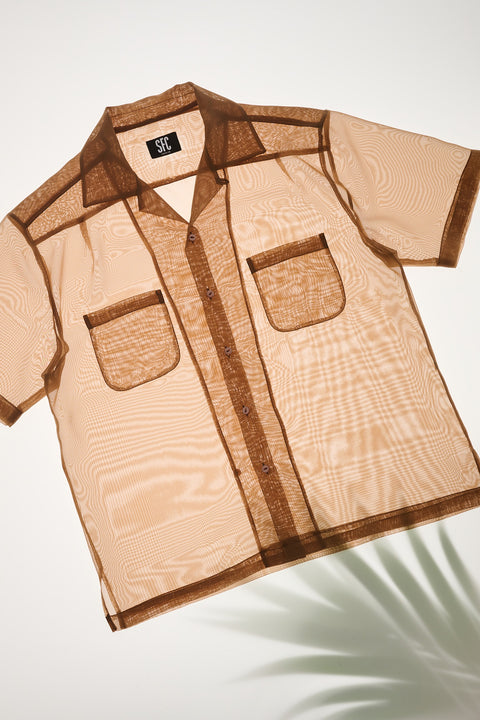 Brown semi sheer jelly fish shirt