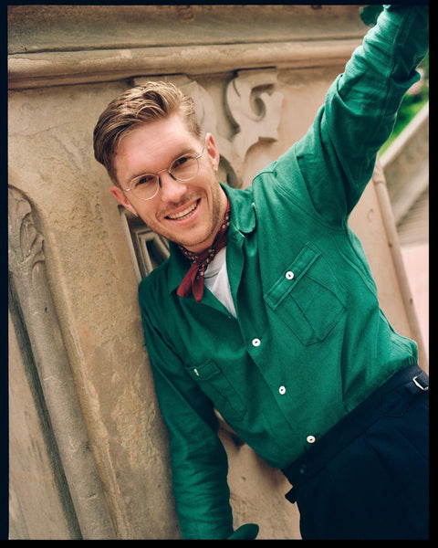 Bottle green belt-back overshirt