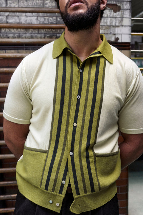 Green toned striped Ali knit (UNWORN SIZING SAMPLE)