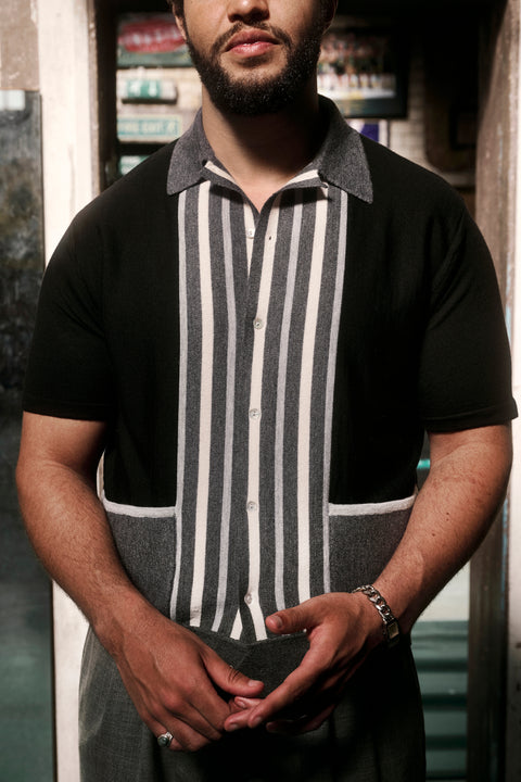 Black and grey striped Ali knit (UNWORN SIZING SAMPLE)