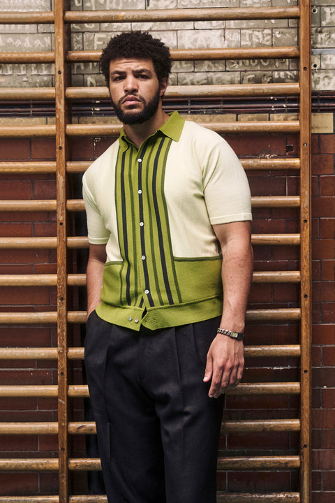 Green toned striped Ali knit (UNWORN SIZING SAMPLE)