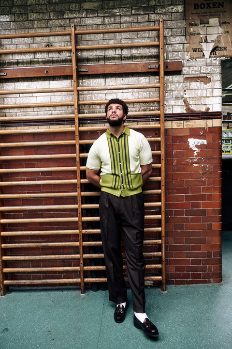 Green toned striped Ali knit
