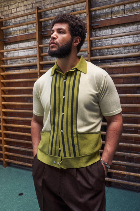 Green toned striped Ali knit (UNWORN SIZING SAMPLE)