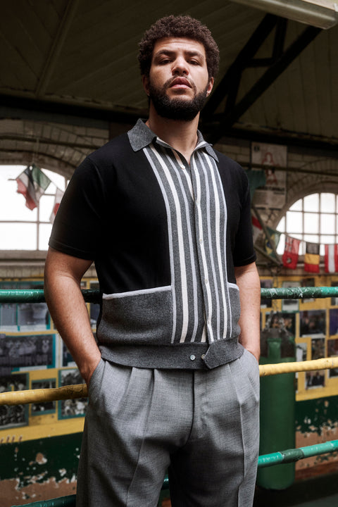 Black and grey striped Ali knit