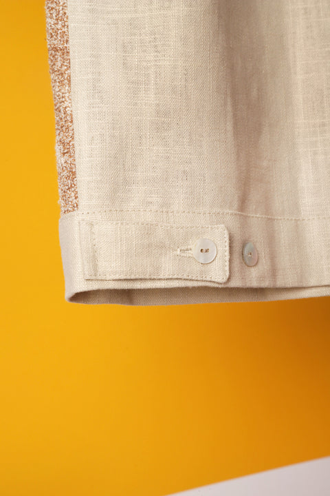 Beige & cream textured panel shirt