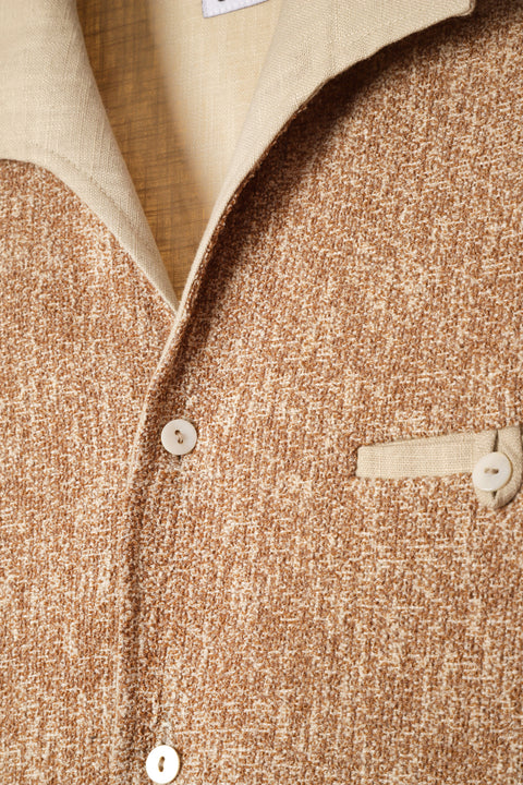 Beige & cream textured panel shirt