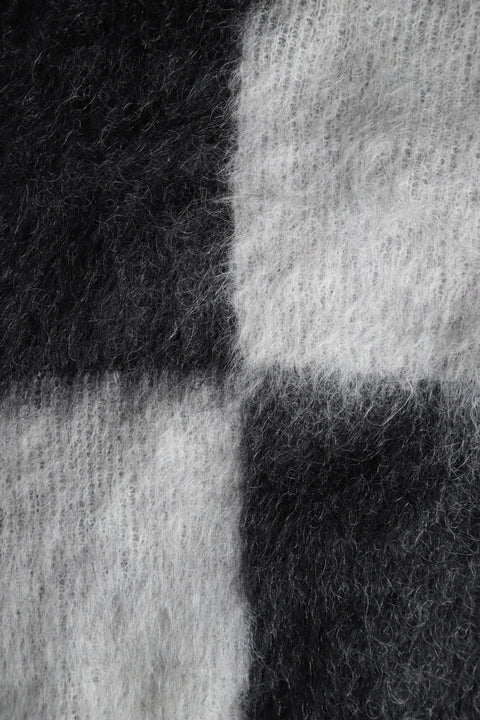Black and white deep v-neck mohair sweater (SIZING SAMPLE)