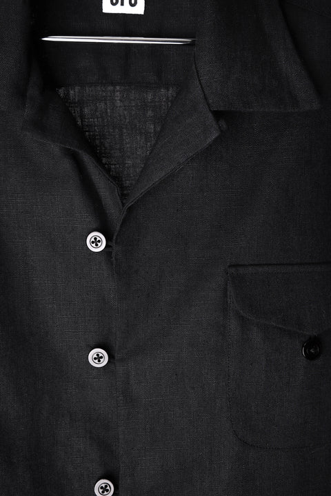 Black textured loop pocket shirt