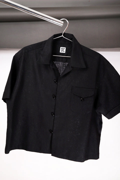 Black textured loop pocket shirt
