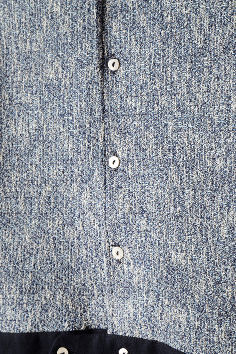 Navy & blue textured panel shirt