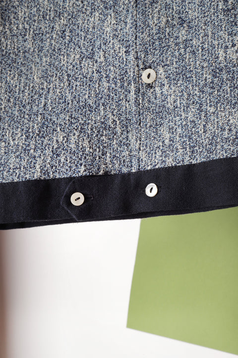 Navy & blue textured panel shirt