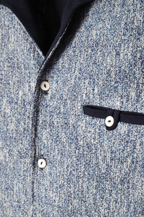 Navy & blue textured panel shirt