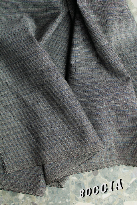 Light grey woven stripe wool with black fleck - TT026