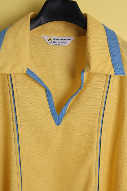 Tonal stripe yellow polo shirt