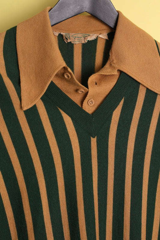 Green/Tan Stripe Knit Shirt