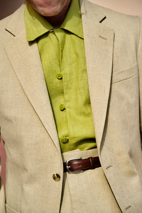 Chartreuse textured loop pocket shirt