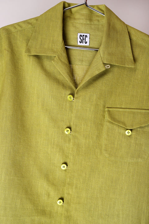 Chartreuse textured loop pocket shirt