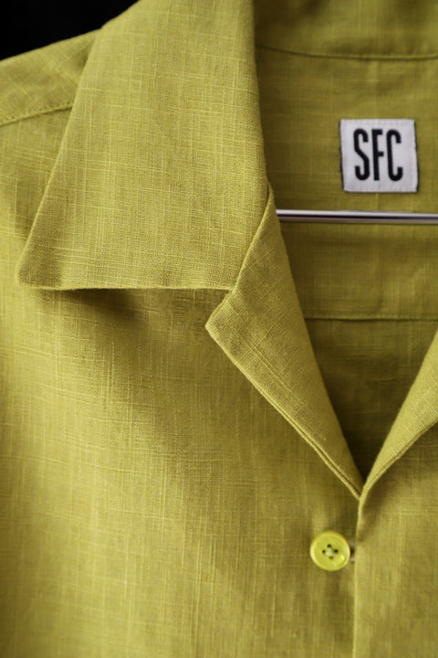 Chartreuse textured loop pocket shirt