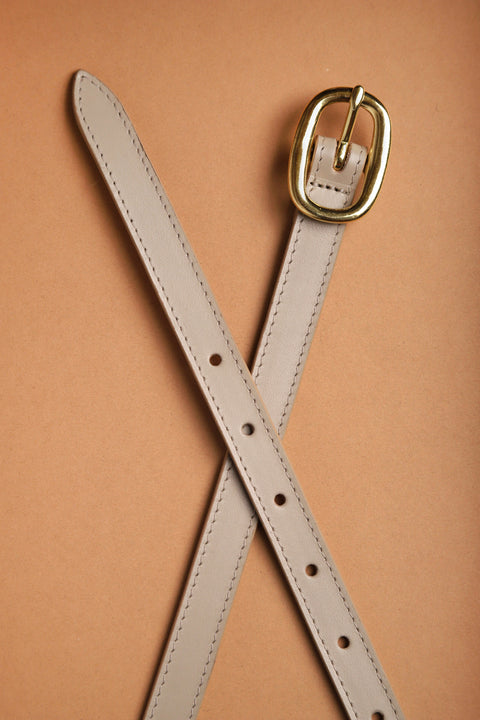 Cream matte leather tape belt