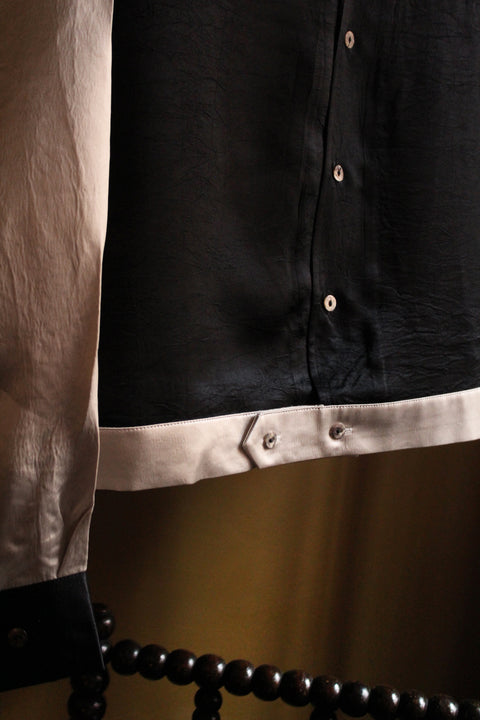 Black and pearl white crushed satin Jac shirt