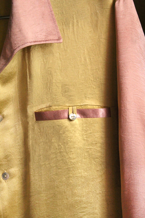 Yellow and pink crushed satin Jac shirt