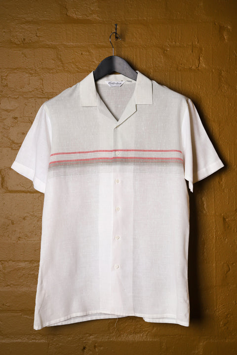 Textured horizontal stripe beach shirt (M)