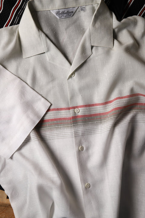 Textured horizontal stripe beach shirt (M)