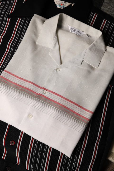 Textured horizontal stripe beach shirt (M)