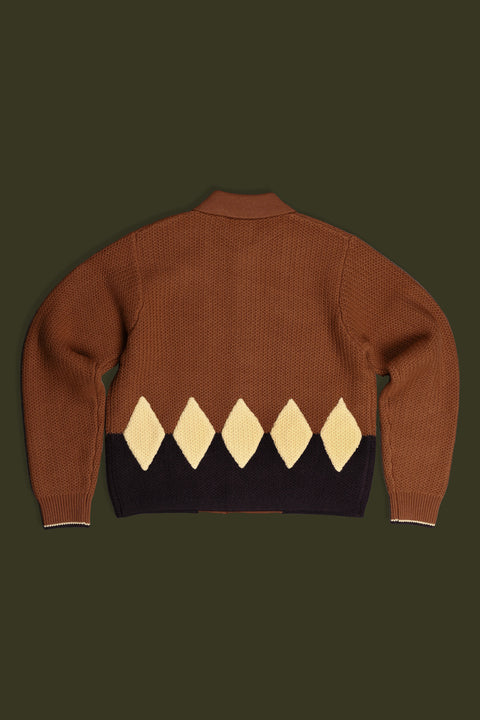 Rust diamond panel knit