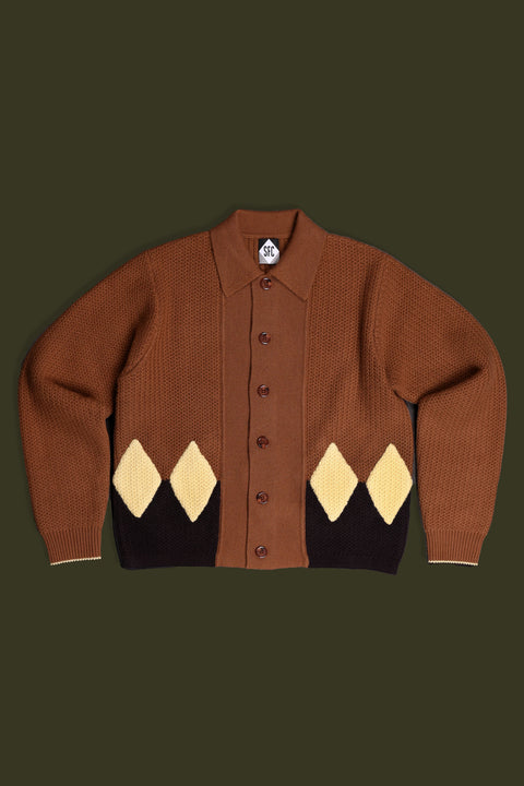 Rust diamond panel knit