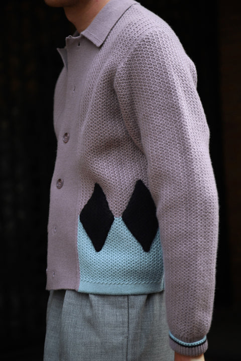 Muted lilac diamond panel knit