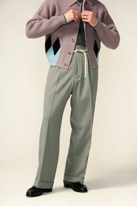 Muted lilac diamond panel knit