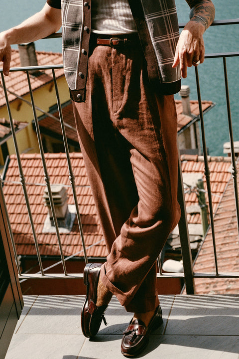 FABRIC OPTION - PLUM BROWN LINEN