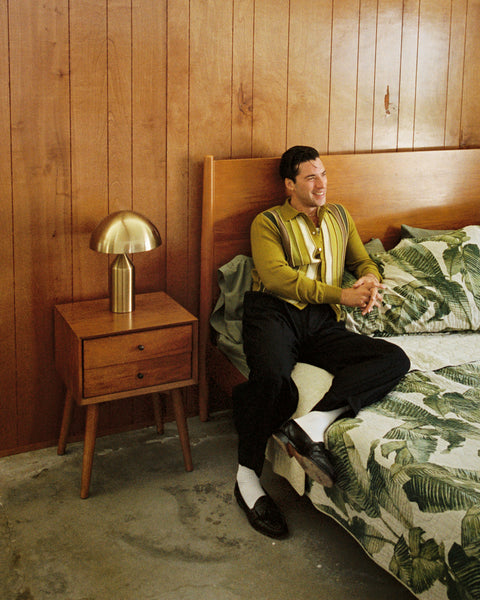 Goodfellas Idlewild green/brown toned knit shirt