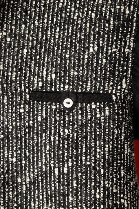 Black & white textured stripe panel shirt