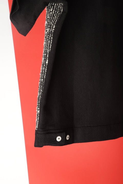 Black & white textured stripe panel shirt