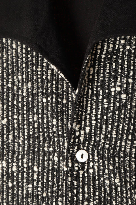 Black & white textured stripe panel shirt