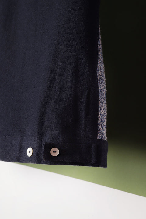 Navy & blue textured panel shirt