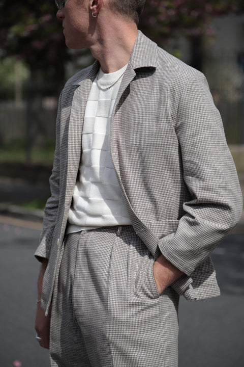 FABRIC OPTION - OAT TONED DOGTOOTH WOOL COTTON