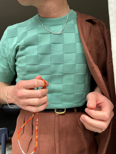 Jade Checker Chet knit T (LIMITED RE-STOCK)