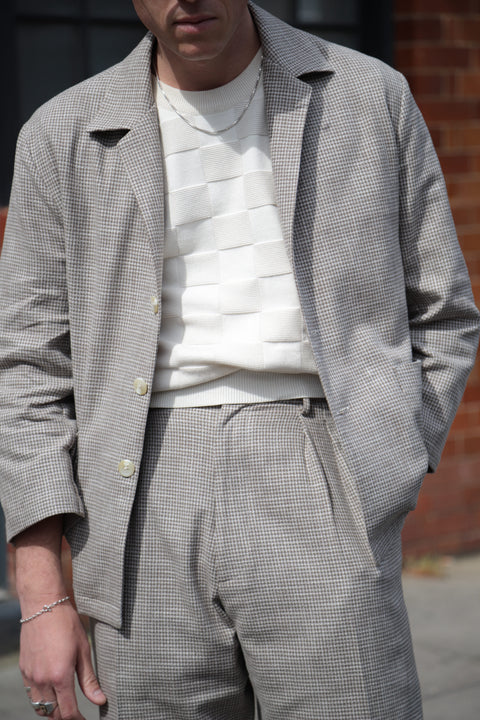 FABRIC OPTION - OAT TONED DOGTOOTH WOOL COTTON