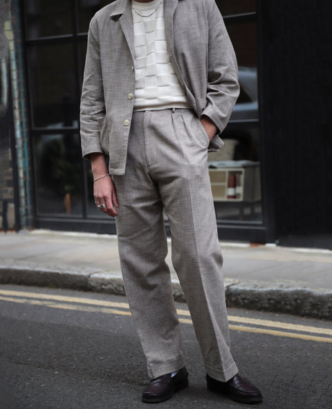 FABRIC OPTION - OAT TONED DOGTOOTH WOOL COTTON