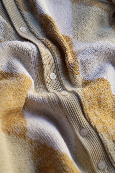 Oat toned diamond textured cardigan - DEADSTOCK (1970)