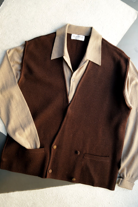 Double breasted two tone brown knit shirt (1960)
