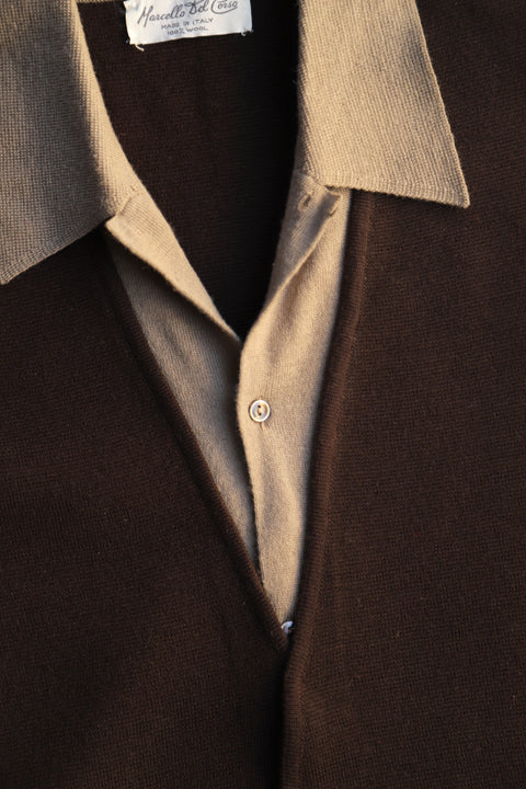 Double breasted two tone brown knit shirt (1960)