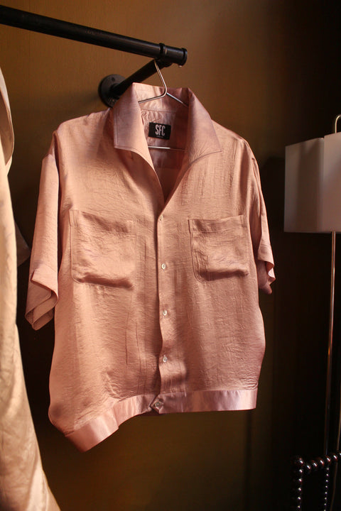 Crushed satin wing collar 'Henry Hill' shirt (4 colour options)